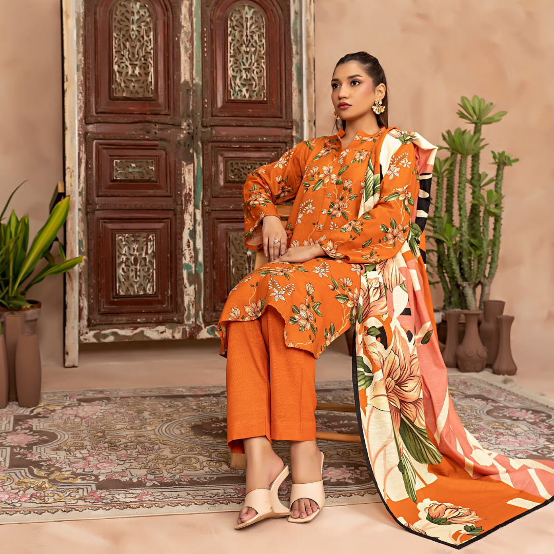 3 Piece – Unstitched Printed Khaddar Suit – SN306003