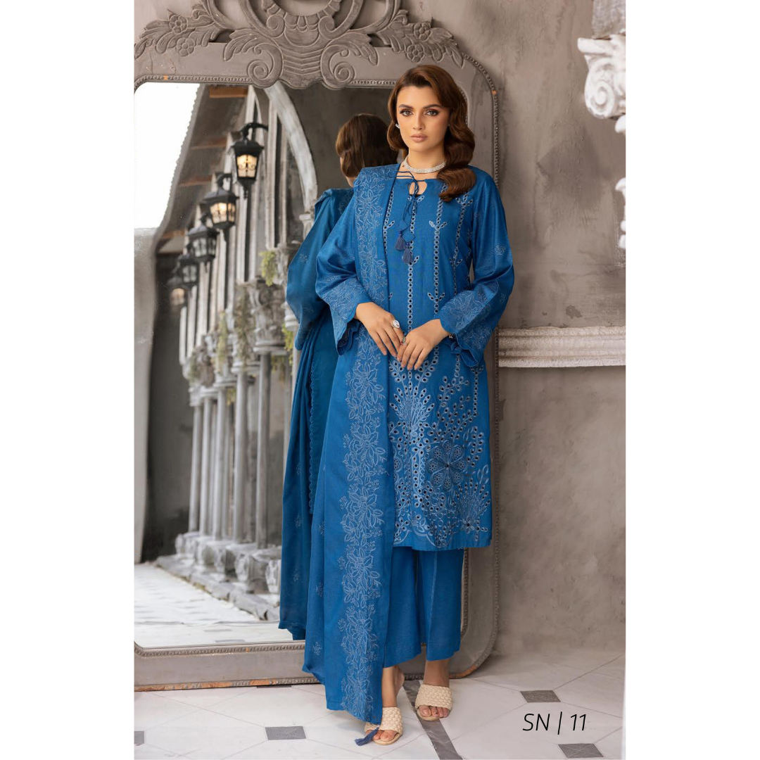 3 Piece – Unstitched Cutwork Embroidered Suit – SN5628010