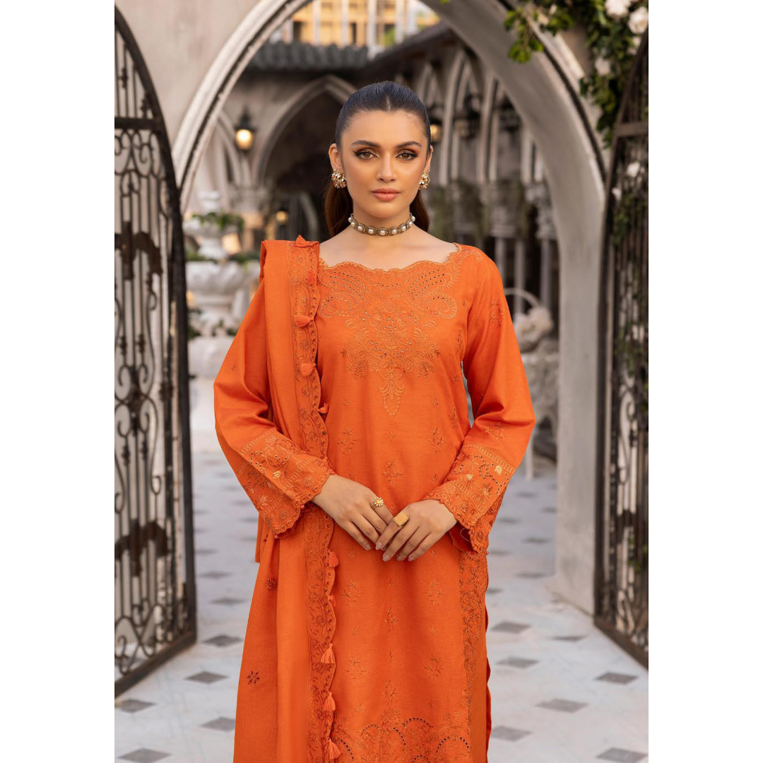 3 Piece – Unstitched Cutwork Embroidered Suit – SN5628011