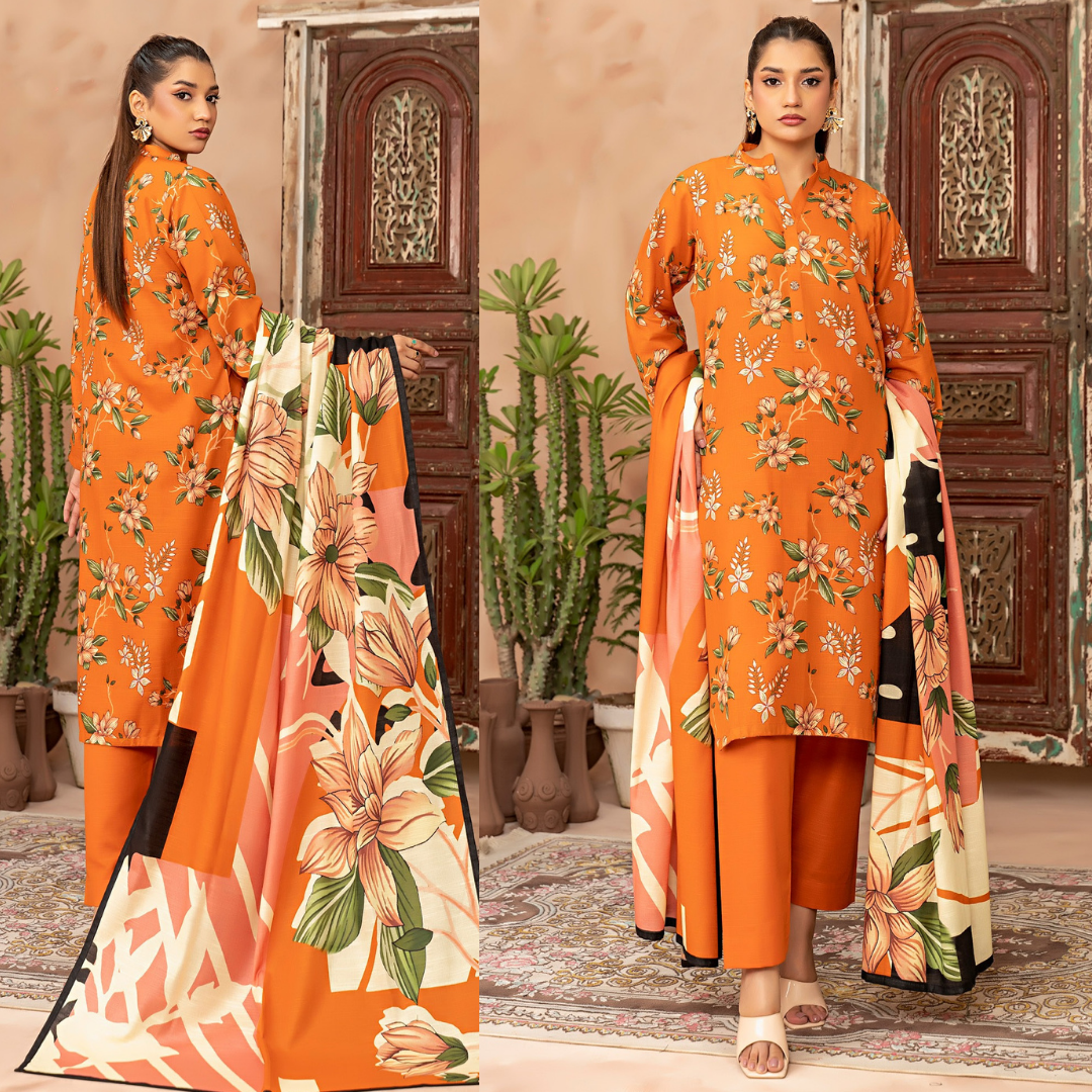 3 Piece – Unstitched Printed Khaddar Suit – SN306003