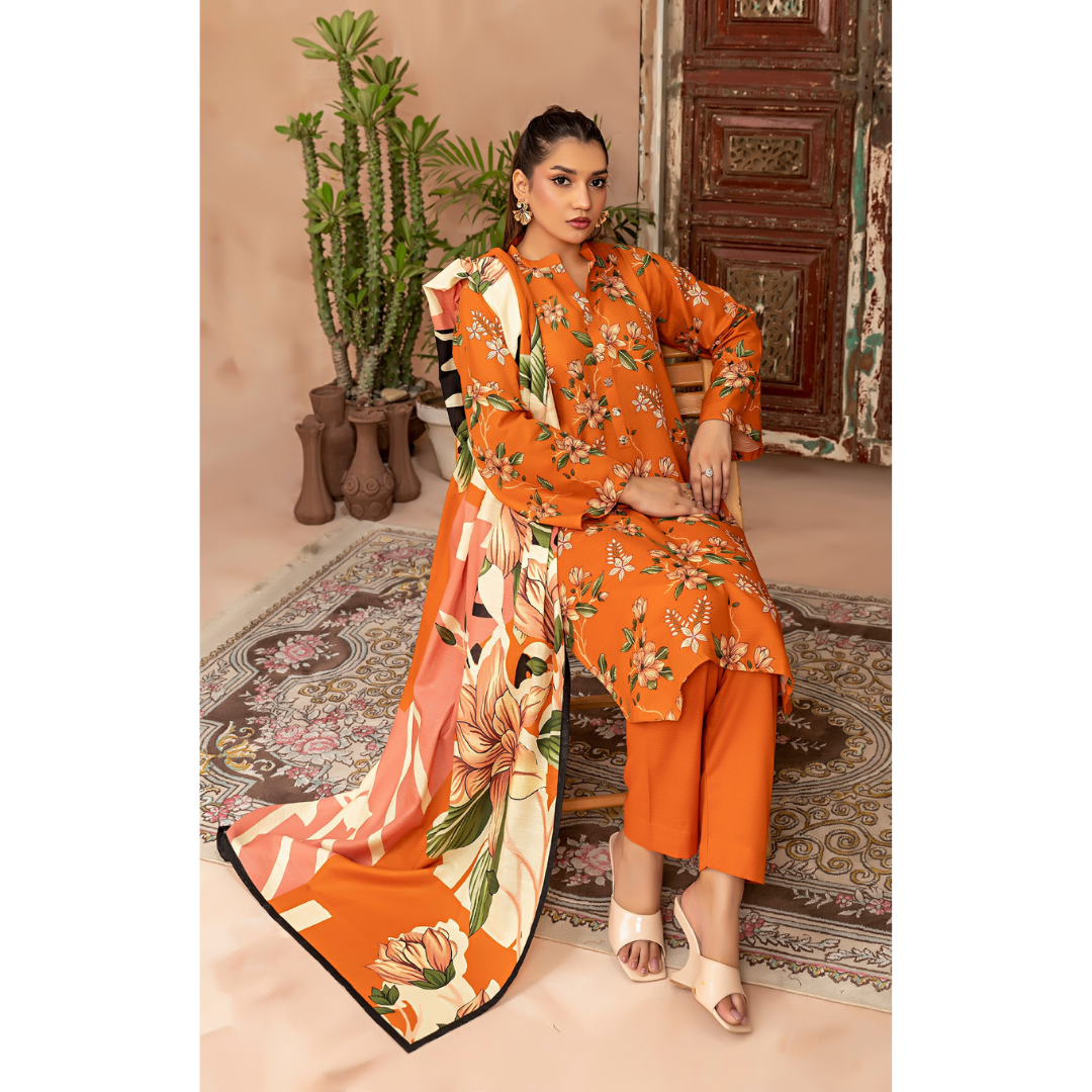 3 Piece – Unstitched Printed Khaddar Suit – SN306003