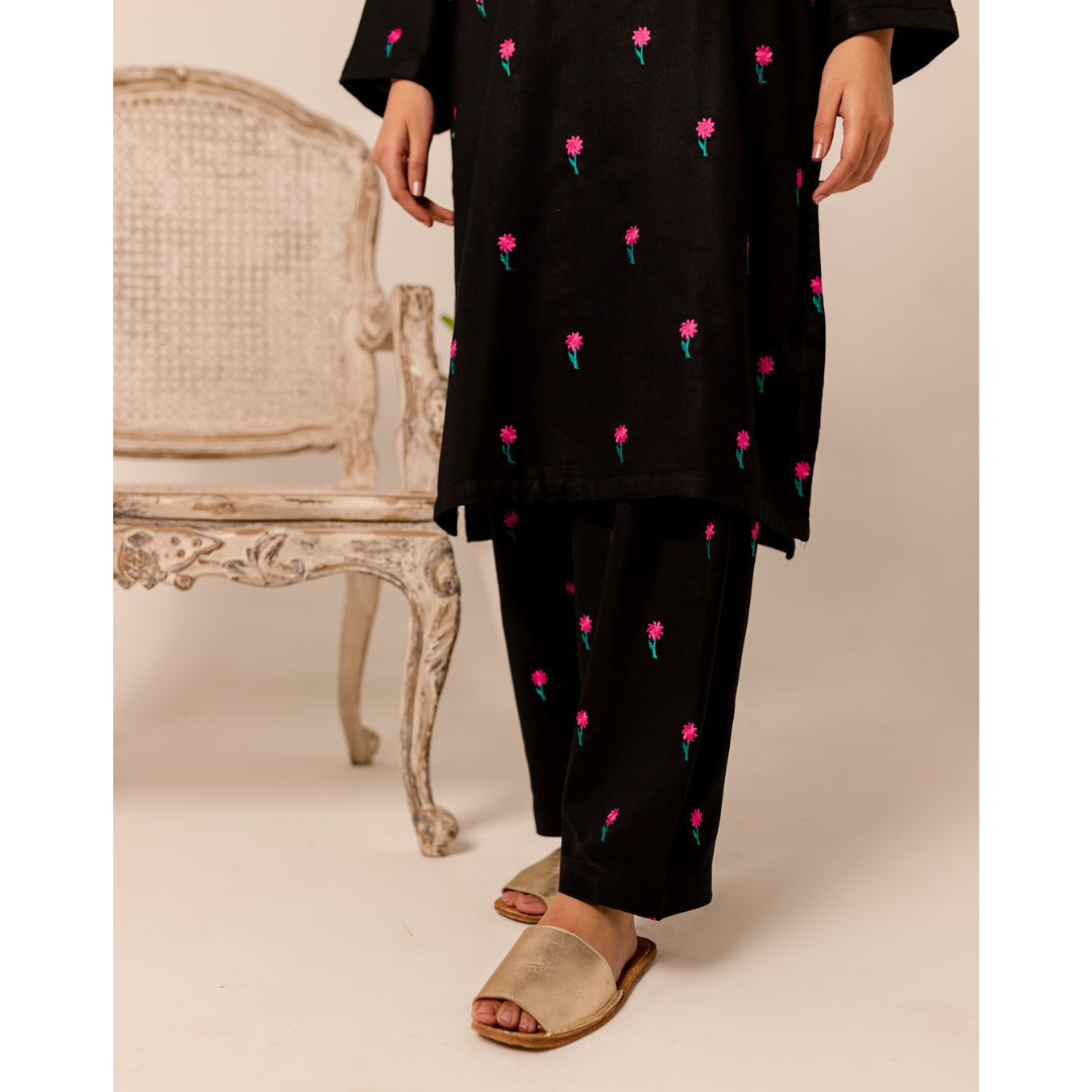 2 Piece – Unstitched Embroidered Dhanak Suit – AHXANF106