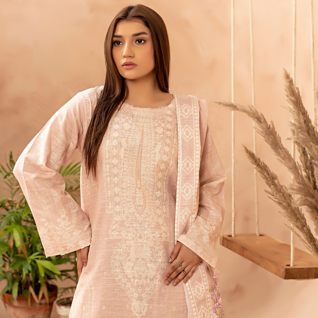 3 Piece – Unstitched Printed Khaddar Suit – SN306004