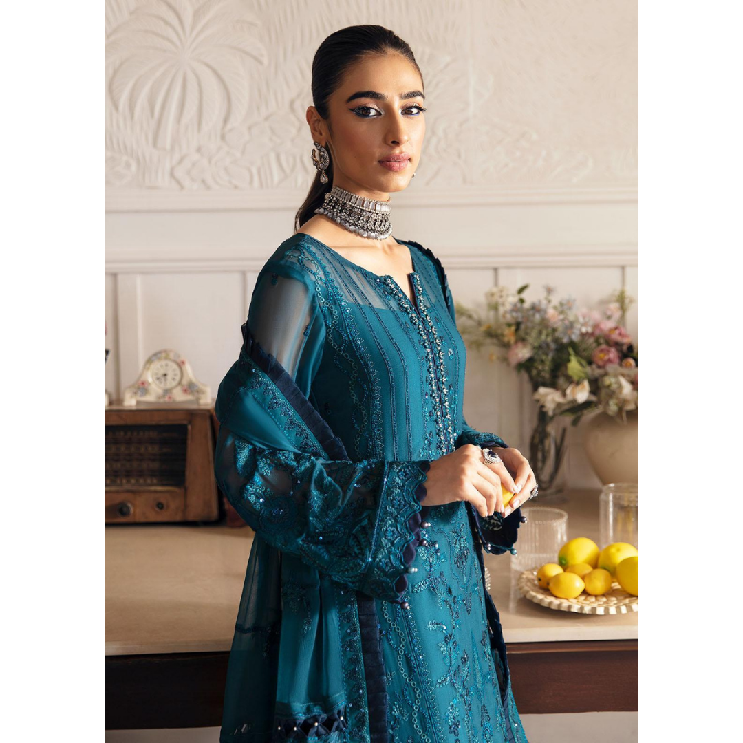 3 Piece-Sequins Chiffon Embroidered Suit-ZE979034