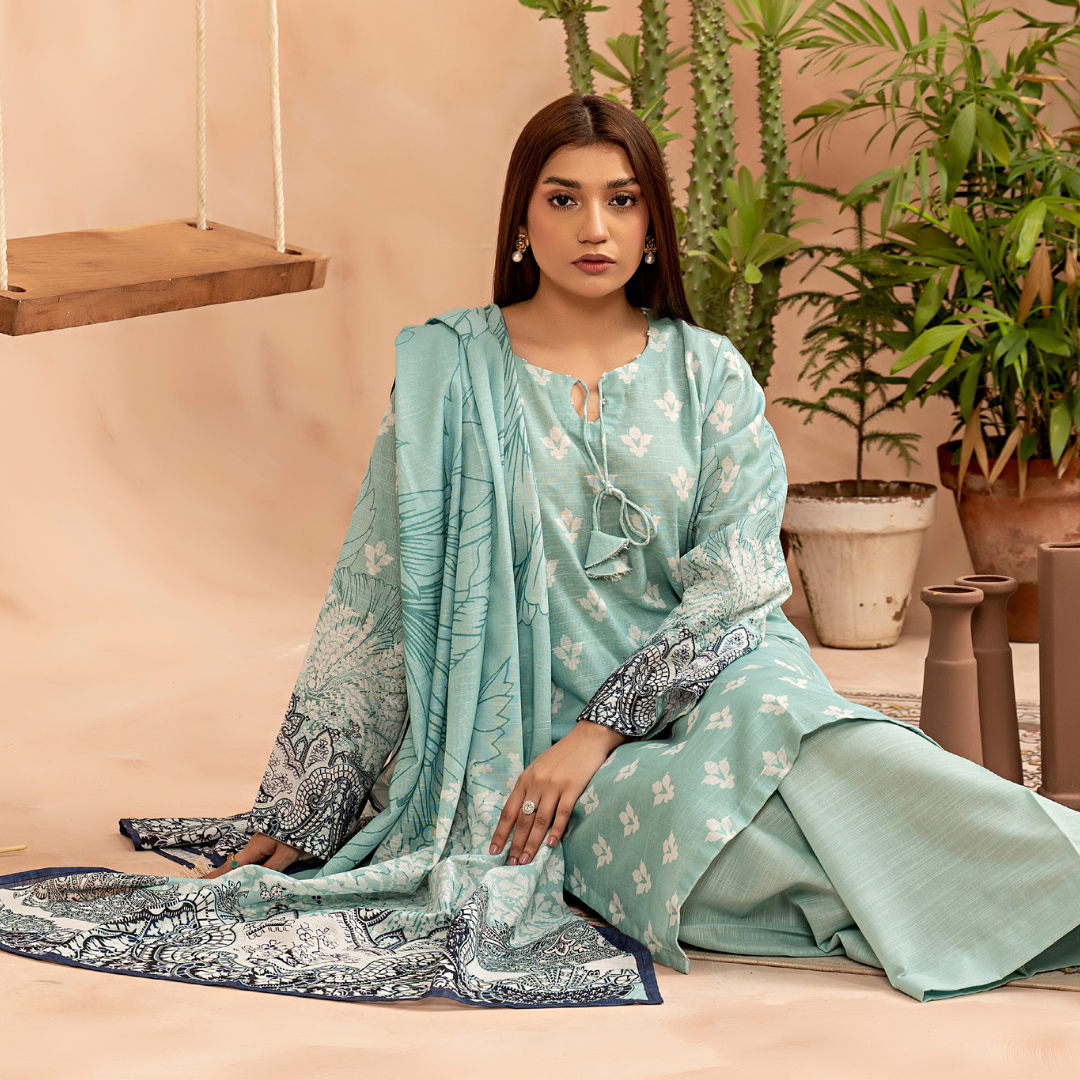 3 Piece – Unstitched Printed Khaddar Suit – SN306005