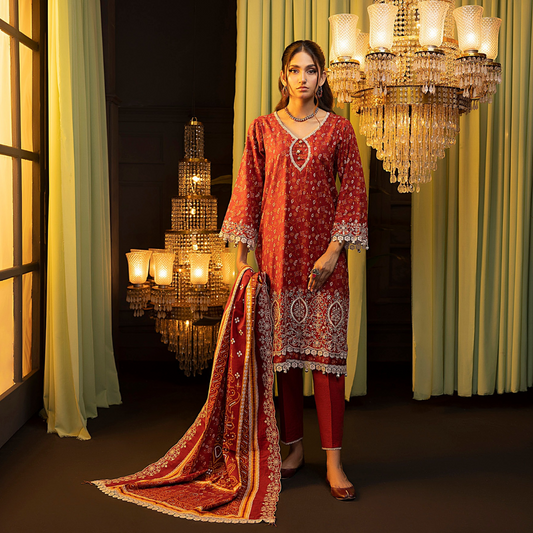 3 Piece – Unstitched Embroidered Cutwork Khaddar Suit – RegS0087651