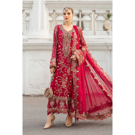 3 Piece – Unstitched Embroidered Chiffon Suit – MB350001