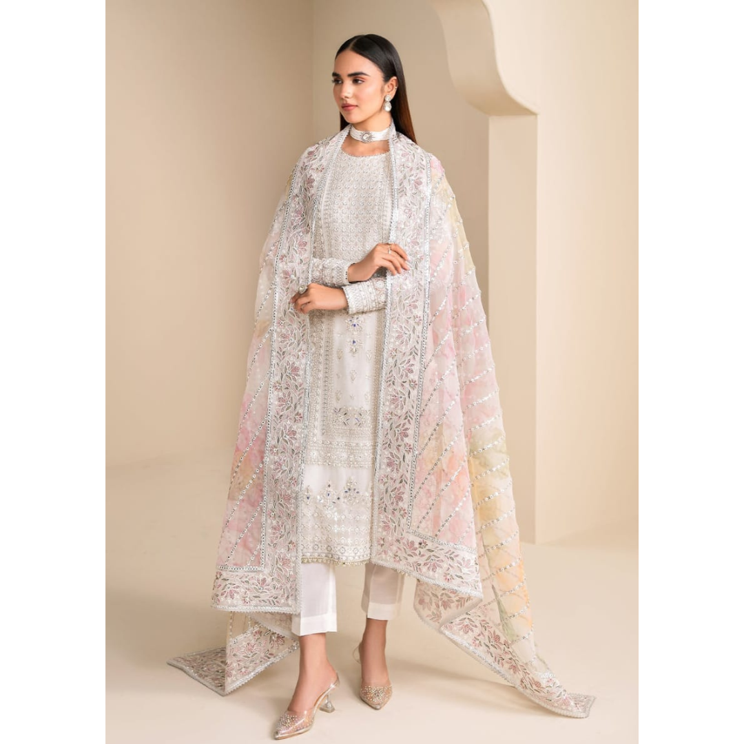 3 Piece – Unstitched Embroidered Chiffon Suit – VTXANF77