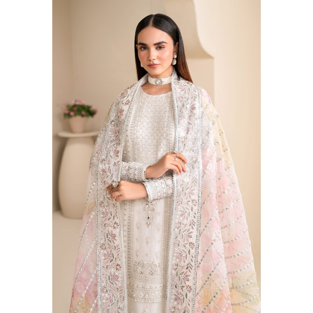 3 Piece – Unstitched Embroidered Chiffon Suit – VTXANF77