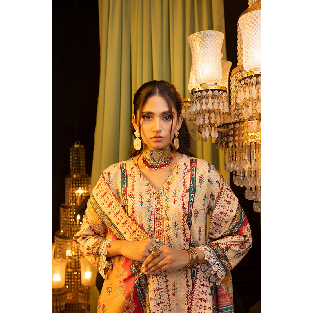 3 Piece – Unstitched Embroidered Cutwork Khaddar Suit – RegS0087655