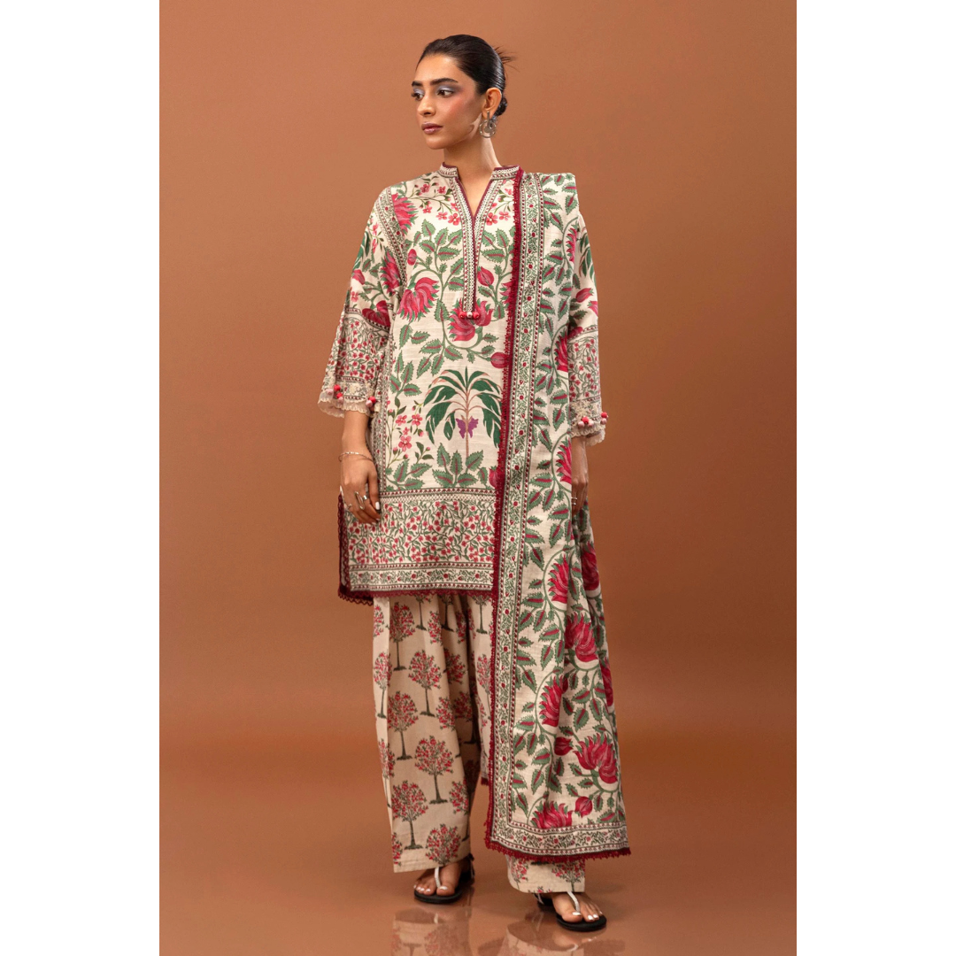 3 Piece – Unstitched Printed Khaddar Suit – SS56003