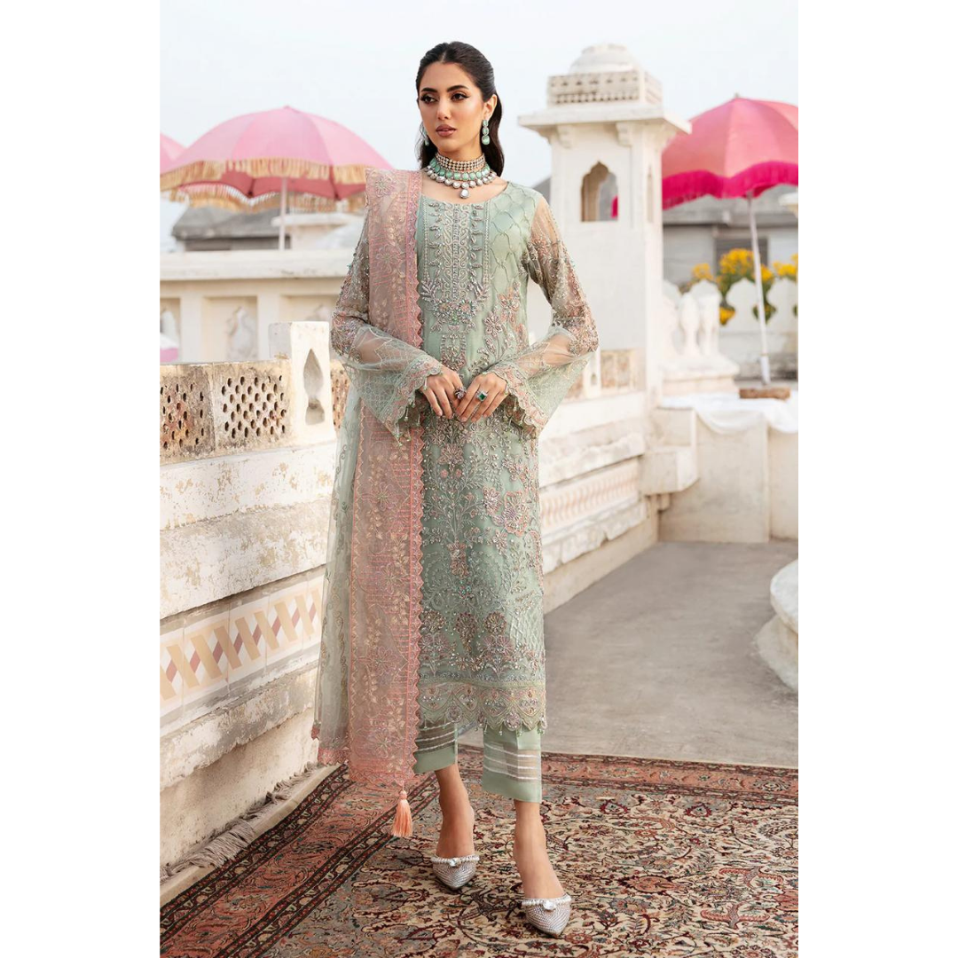 3 Piece – Unstitched Embroidered Organza Suit – VTXANF76