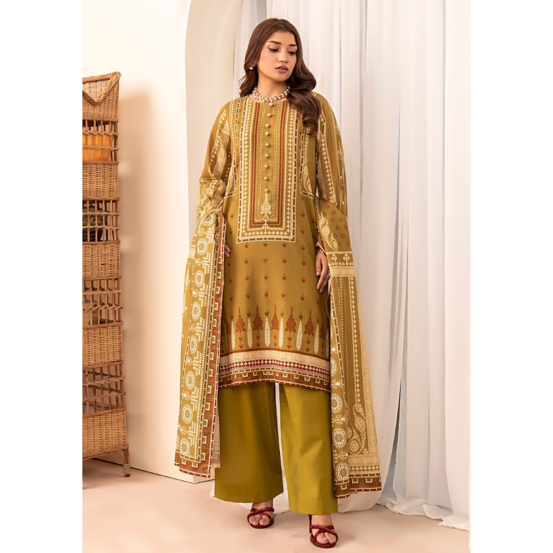 3 Piece – Unstitched Printed Khaddar Suit – SN306006