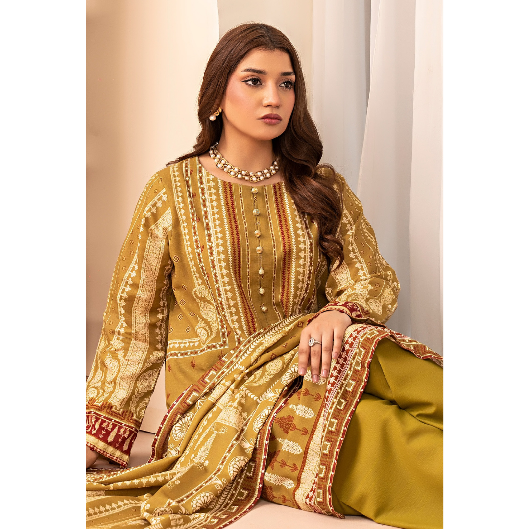 3 Piece – Unstitched Printed Khaddar Suit – SN306006