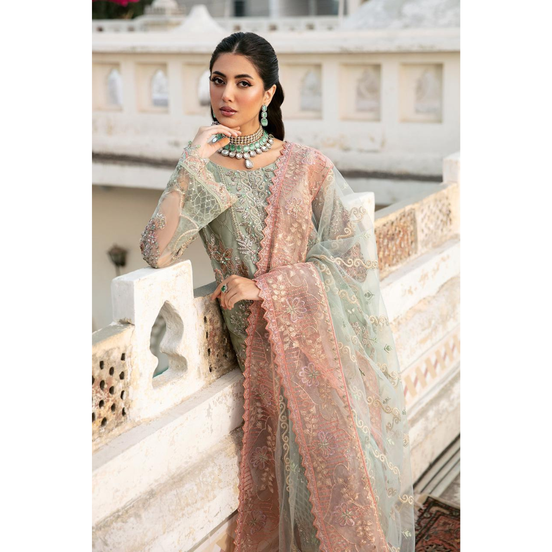 3 Piece – Unstitched Embroidered Organza Suit – VTXANF76