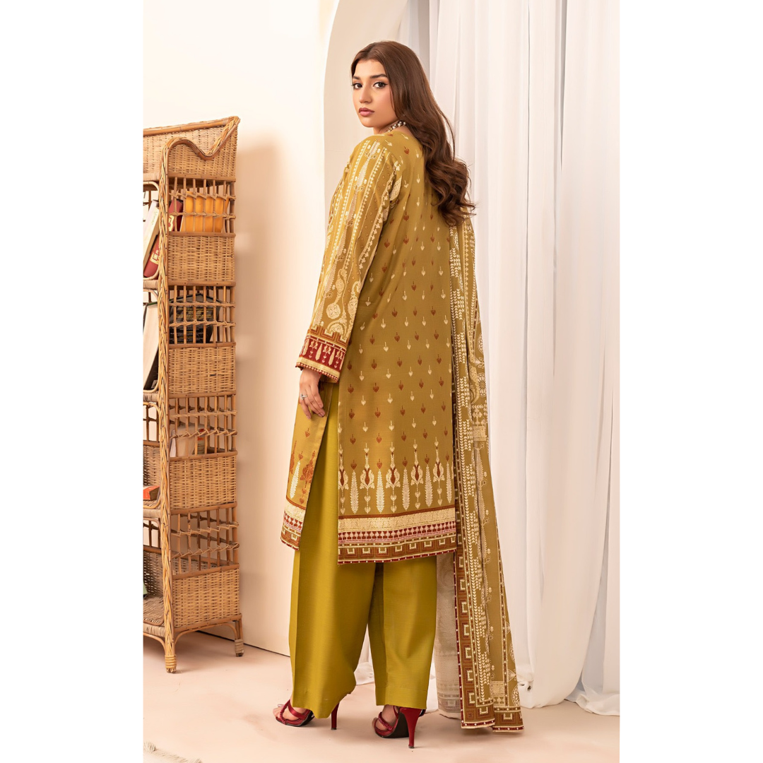 3 Piece – Unstitched Printed Khaddar Suit – SN306006