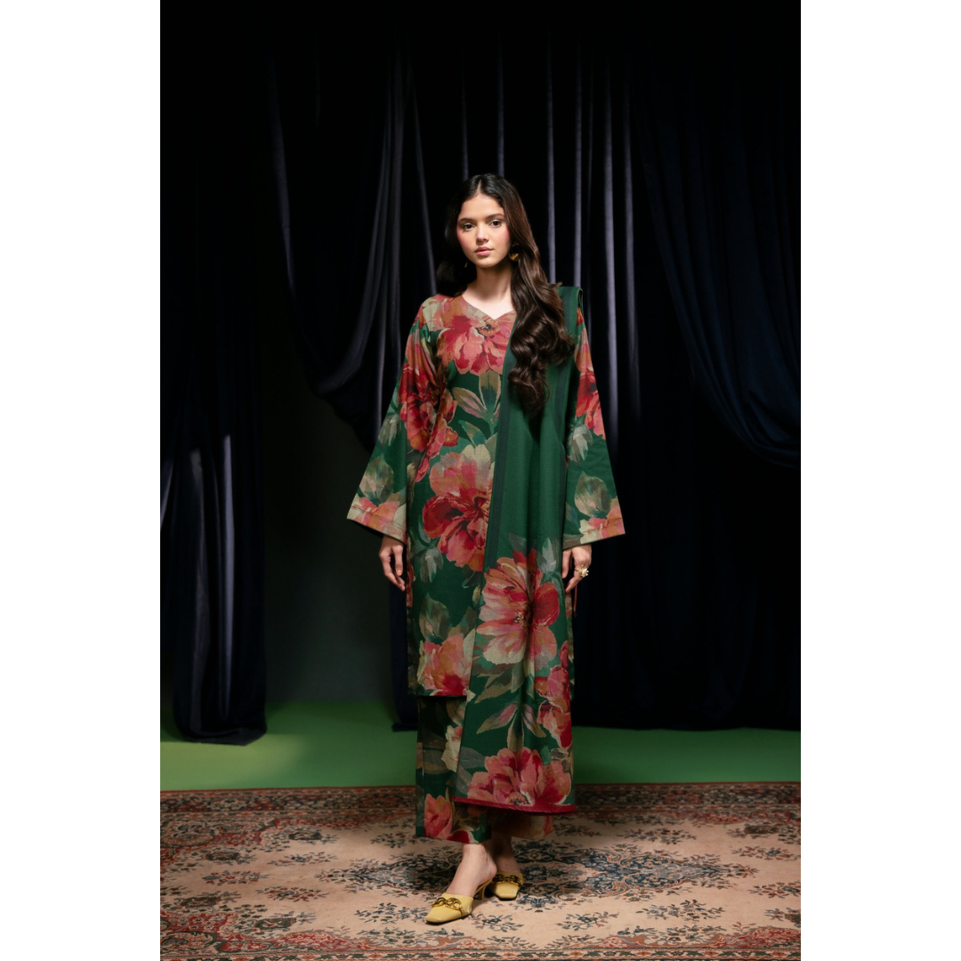 3 Piece – Unstitched Printed Dhanak Suit – DVF5895006