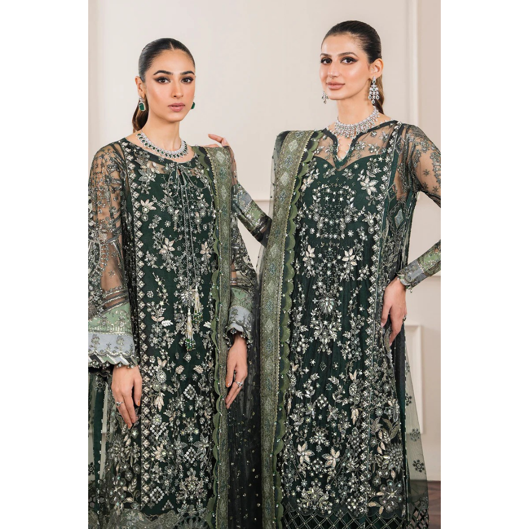 3 Piece- Organza Net Embroidered Suit-ZE979042