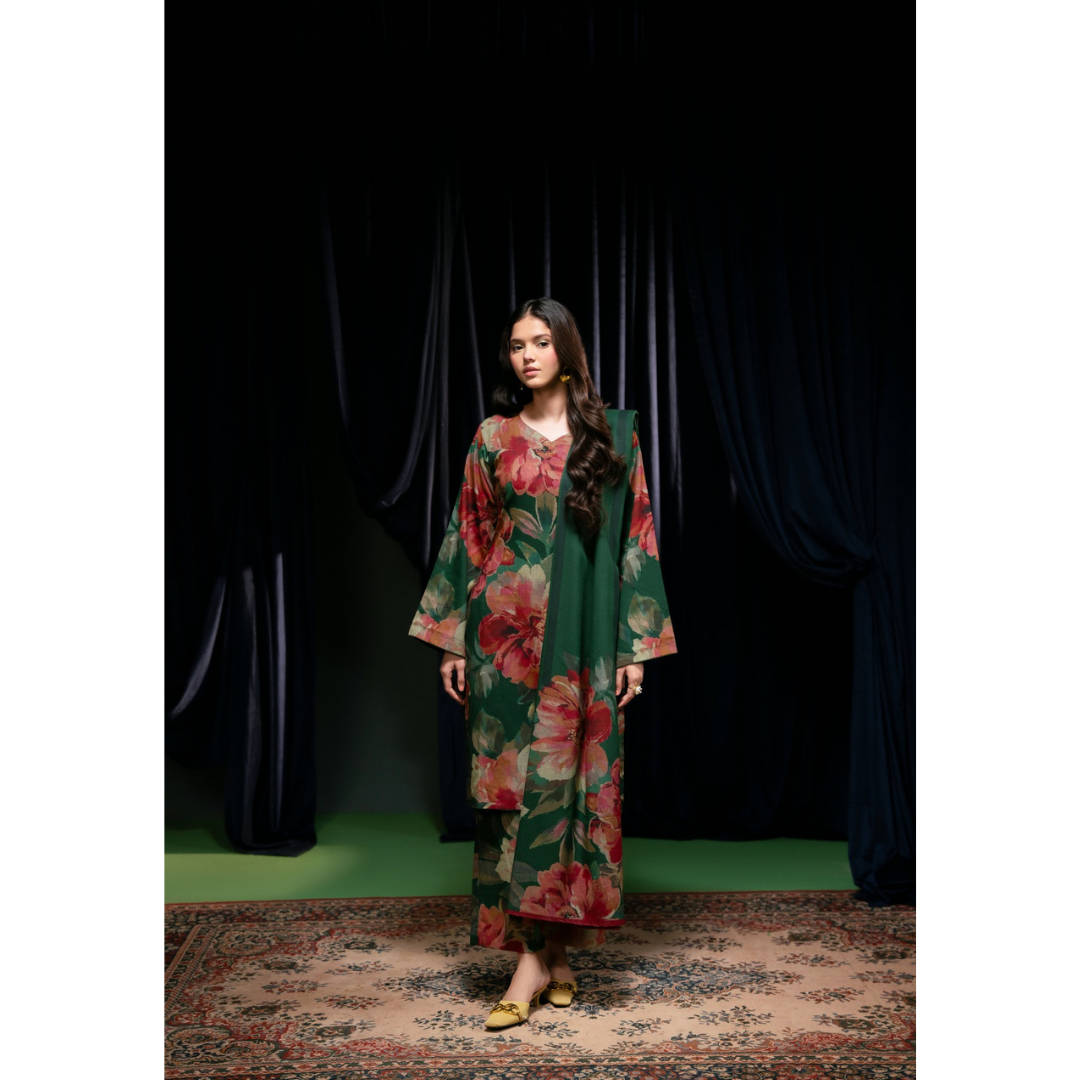 3 Piece – Unstitched Printed Dhanak Suit – DVF5895006