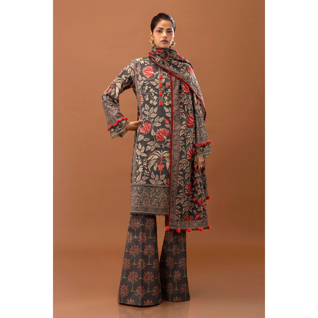 3 Piece – Unstitched Printed Khaddar Suit – SS56001