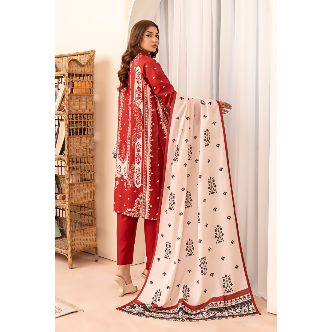 3 Piece – Unstitched Printed Khaddar Suit – SN306001