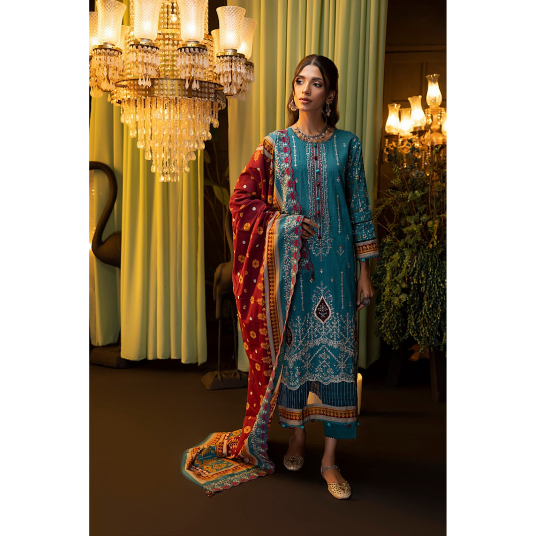 3 Piece – Unstitched Embroidered Cutwork Khaddar Suit – RegS0087656