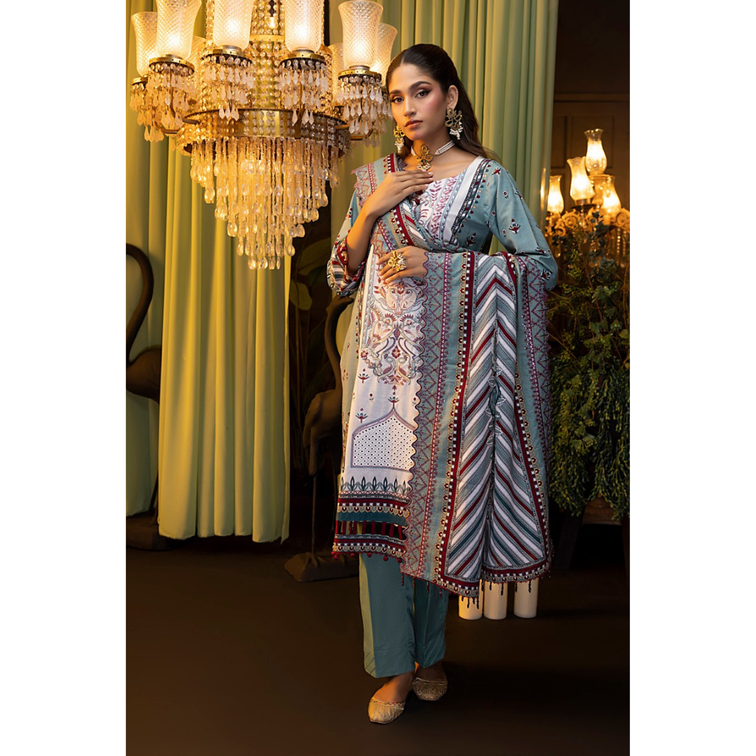 3 Piece – Unstitched Embroidered Cutwork Khaddar Suit – RegS0087657