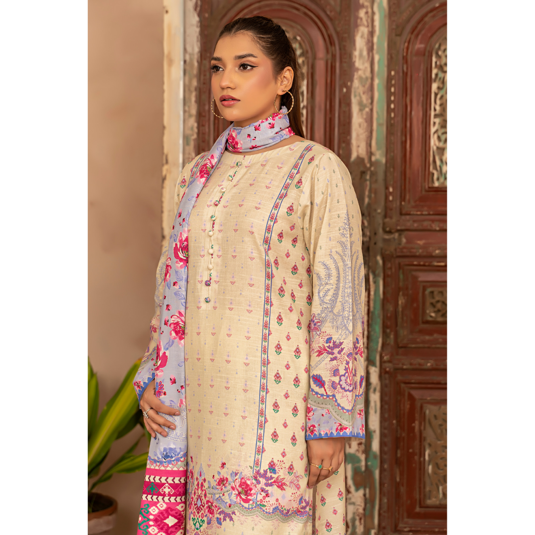 3 Piece – Unstitched Printed Khaddar Suit – SN306007