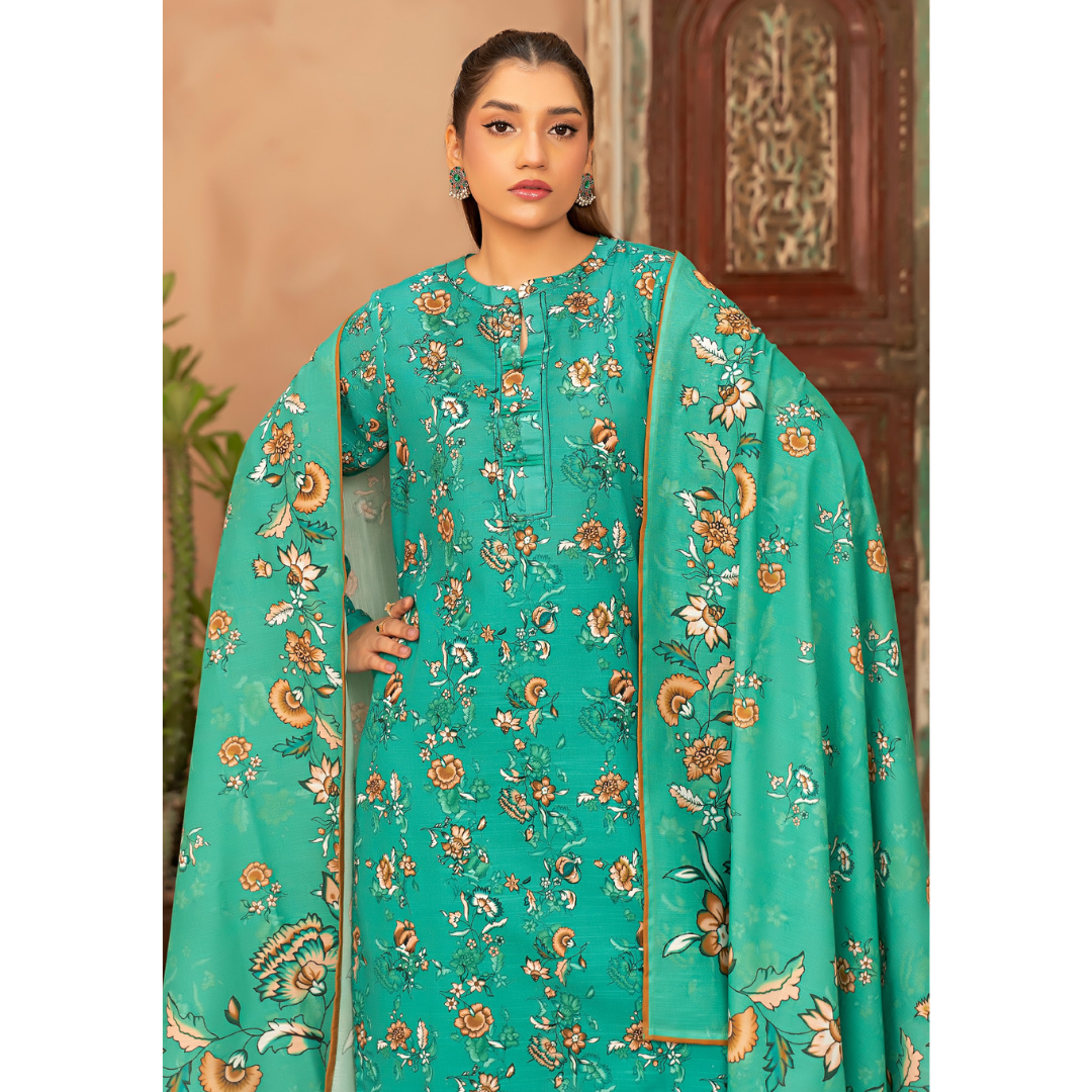 3 Piece – Unstitched Printed Khaddar Suit – SN306008