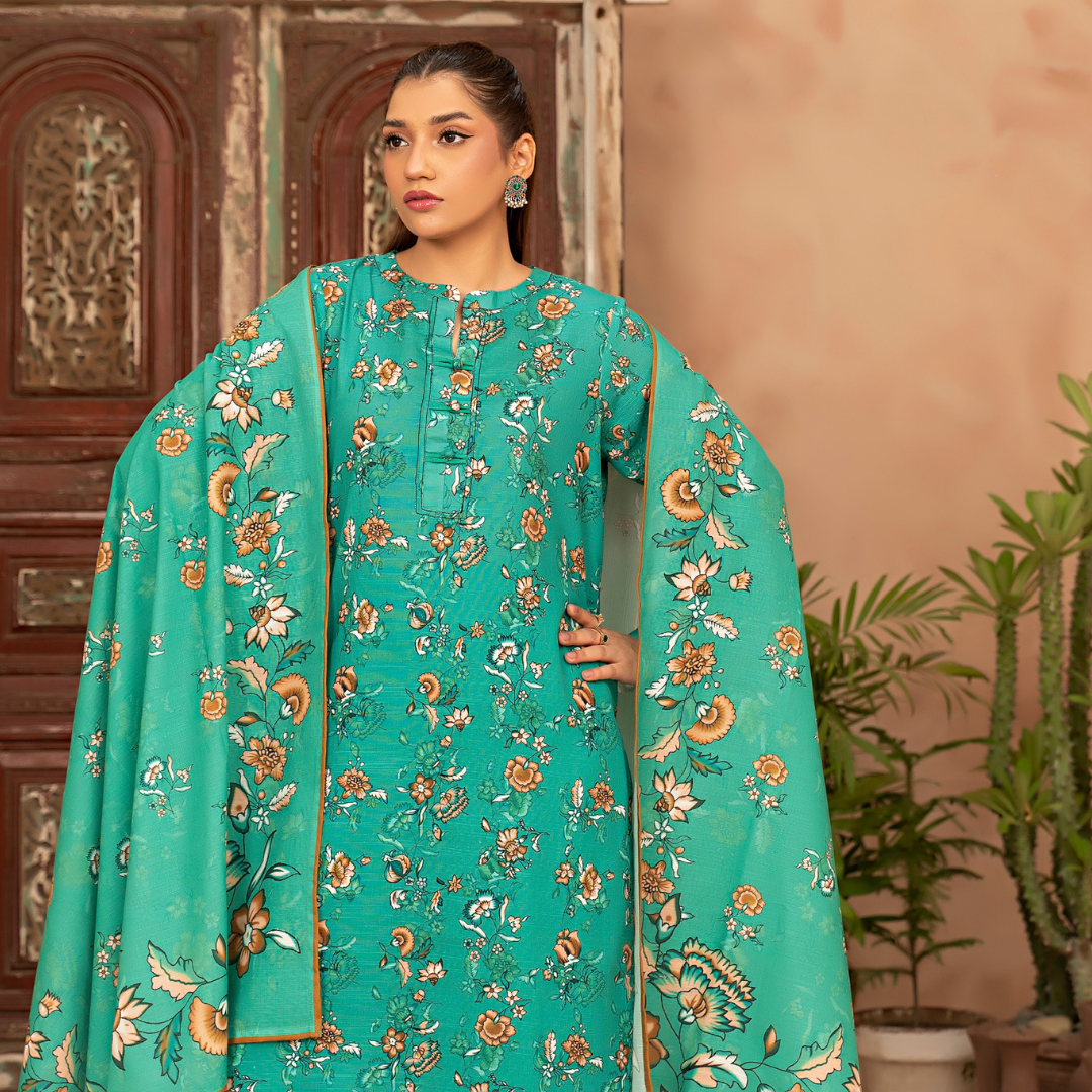 3 Piece – Unstitched Printed Khaddar Suit – SN306008