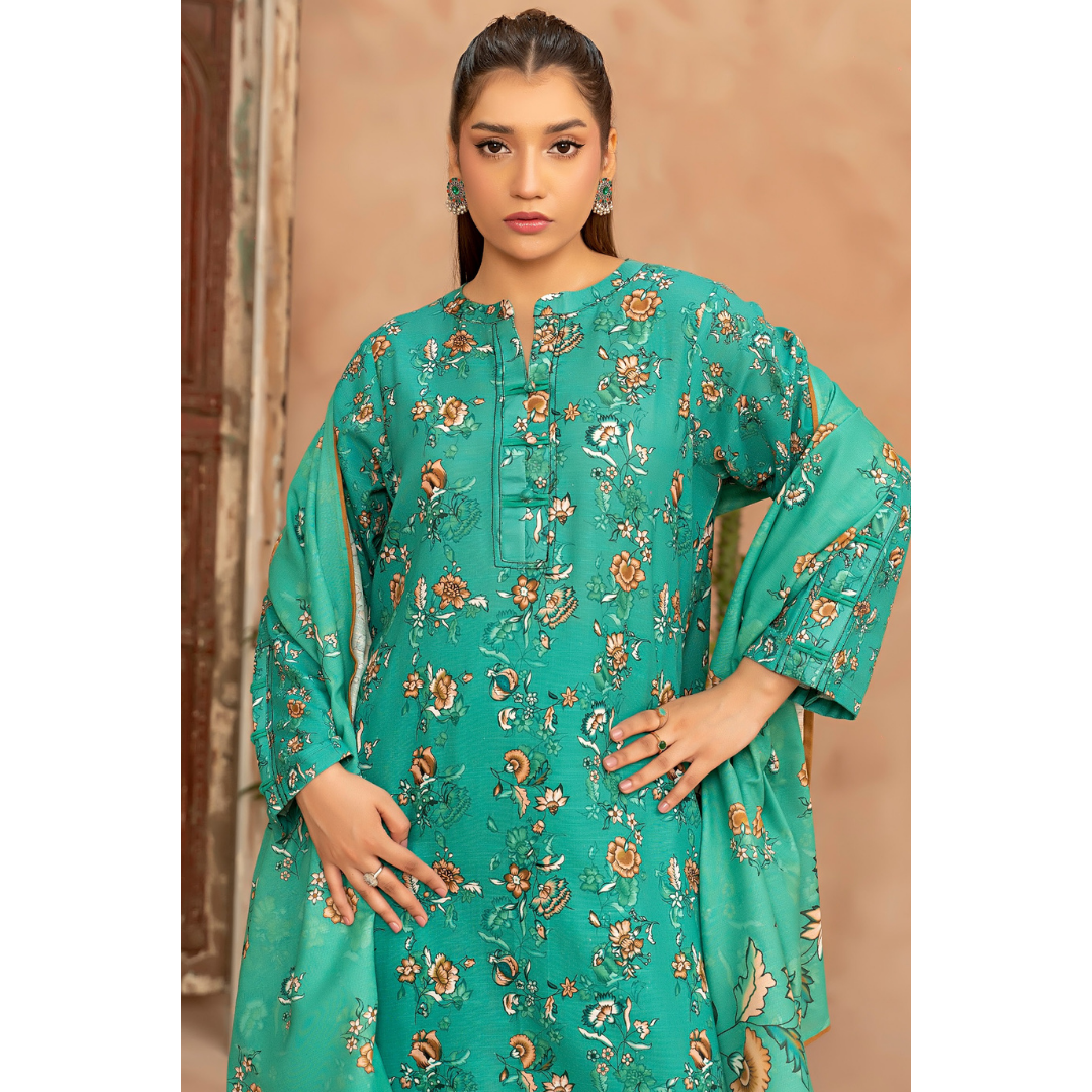 3 Piece – Unstitched Printed Khaddar Suit – SN306008