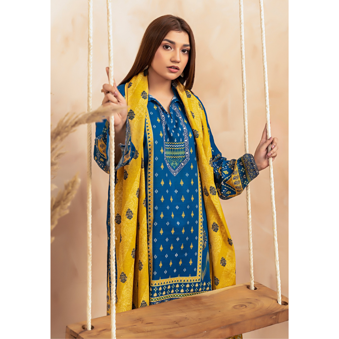 3 Piece – Unstitched Printed Khaddar Suit – SN306009