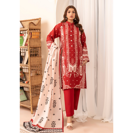 3 Piece – Unstitched Printed Khaddar Suit – SN306001