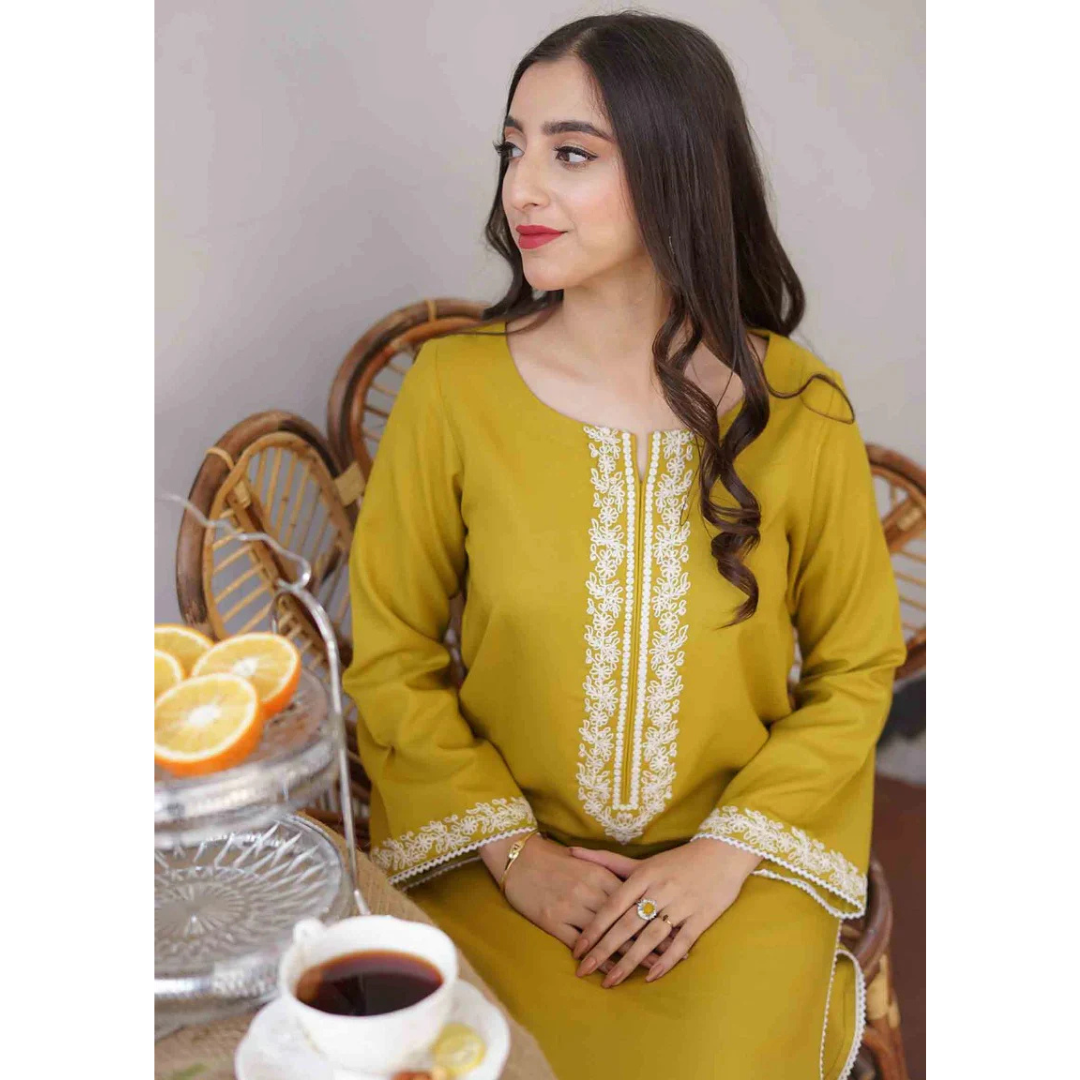 3 Piece – Unstitched Embroidered Dhanak Suit – AHXANF98