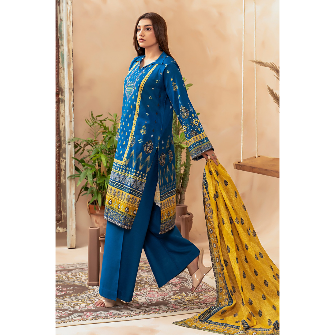 3 Piece – Unstitched Printed Khaddar Suit – SN306009