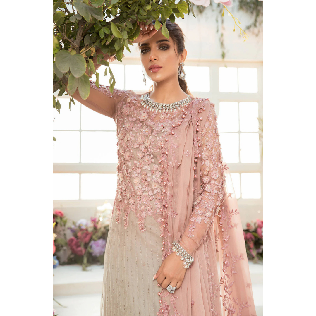 3 Piece- Embroidered Chiffon Suit-VTXANF40