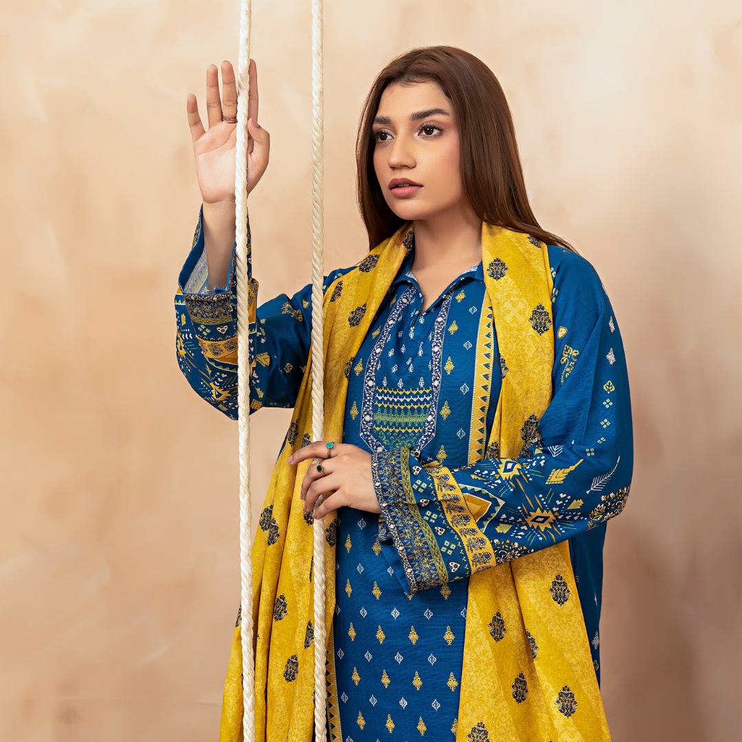 3 Piece – Unstitched Printed Khaddar Suit – SN306009