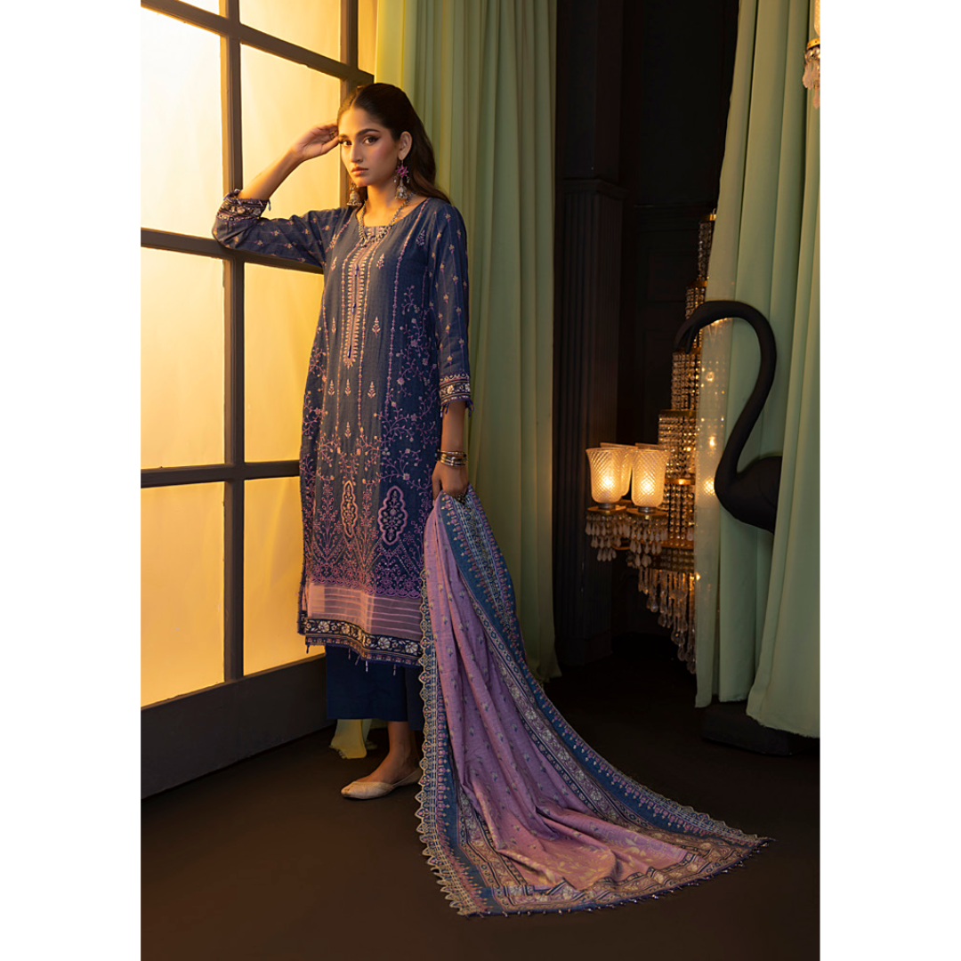 3 Piece – Unstitched Embroidered Cutwork Khaddar Suit – RegS0087659