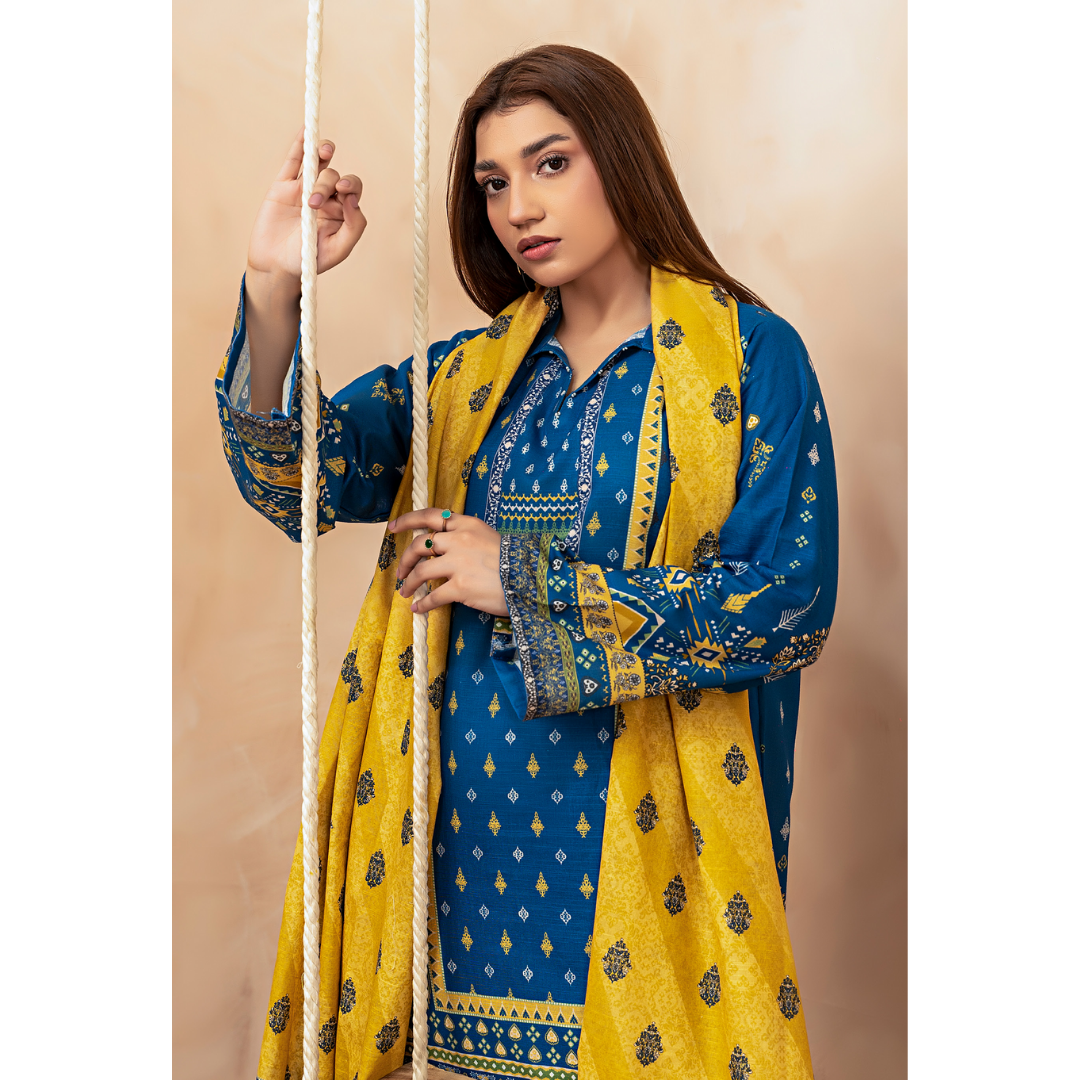 3 Piece – Unstitched Printed Khaddar Suit – SN306009