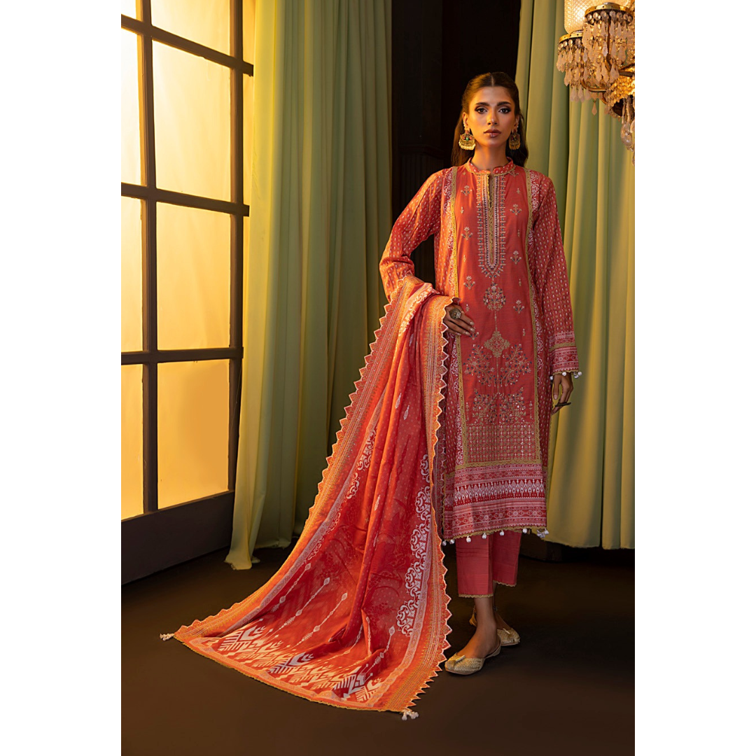 3 Piece – Unstitched Embroidered Cutwork Khaddar Suit – RegS00876510