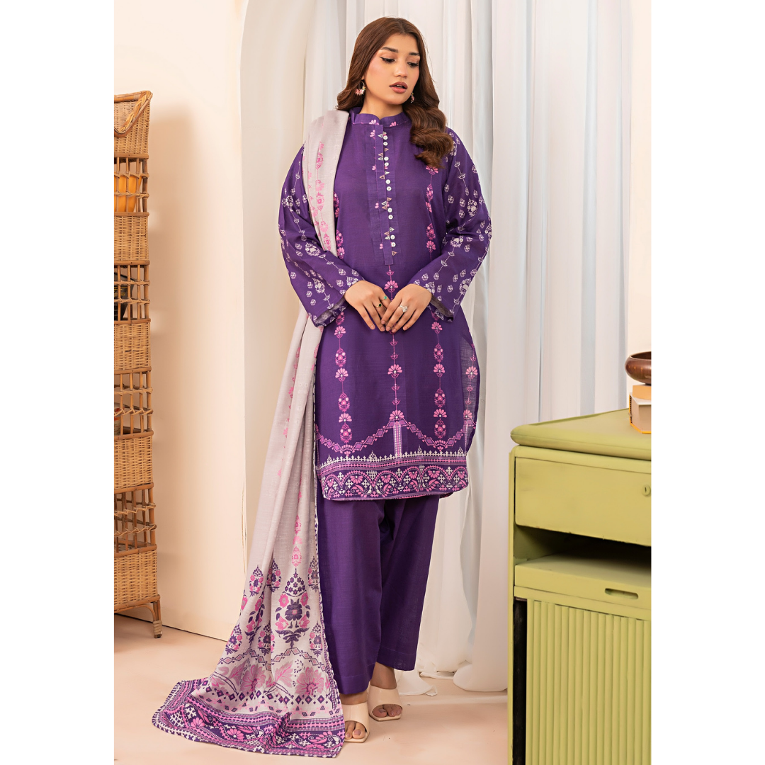 3 Piece – Unstitched Printed Khaddar Suit – SN3060010