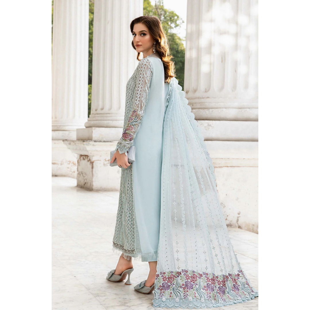 3 Piece- Sequins Chiffon Embroidered Suit-ZE979043