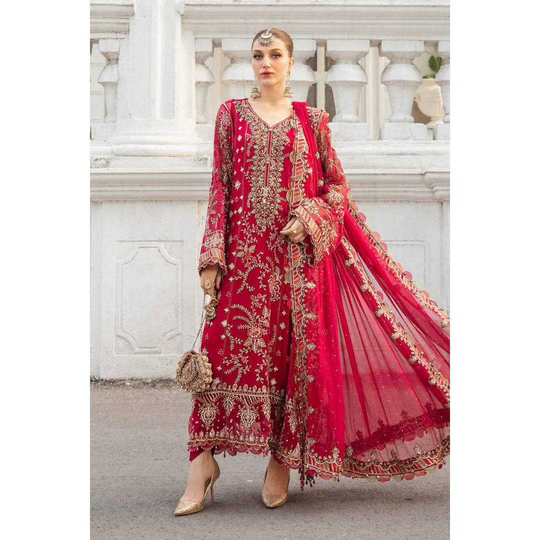 3 Piece – Unstitched Embroidered Chiffon Suit – MB350001