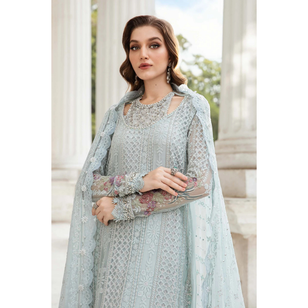 3 Piece- Sequins Chiffon Embroidered Suit-ZE979043