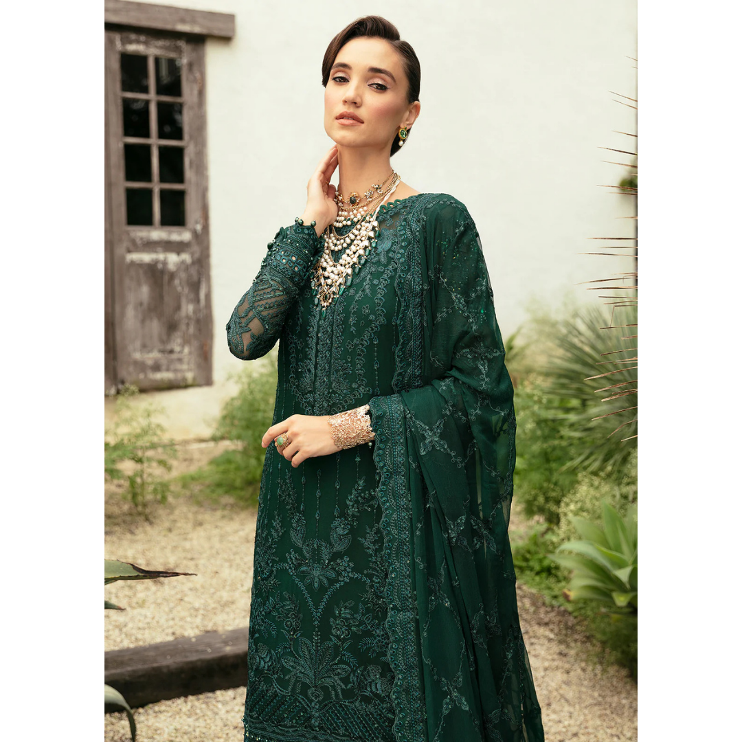 3 Piece- Embroidered Chiffon Suit-AHXANF16