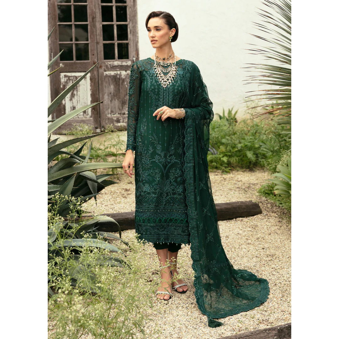 3 Piece- Embroidered Chiffon Suit-AHXANF16