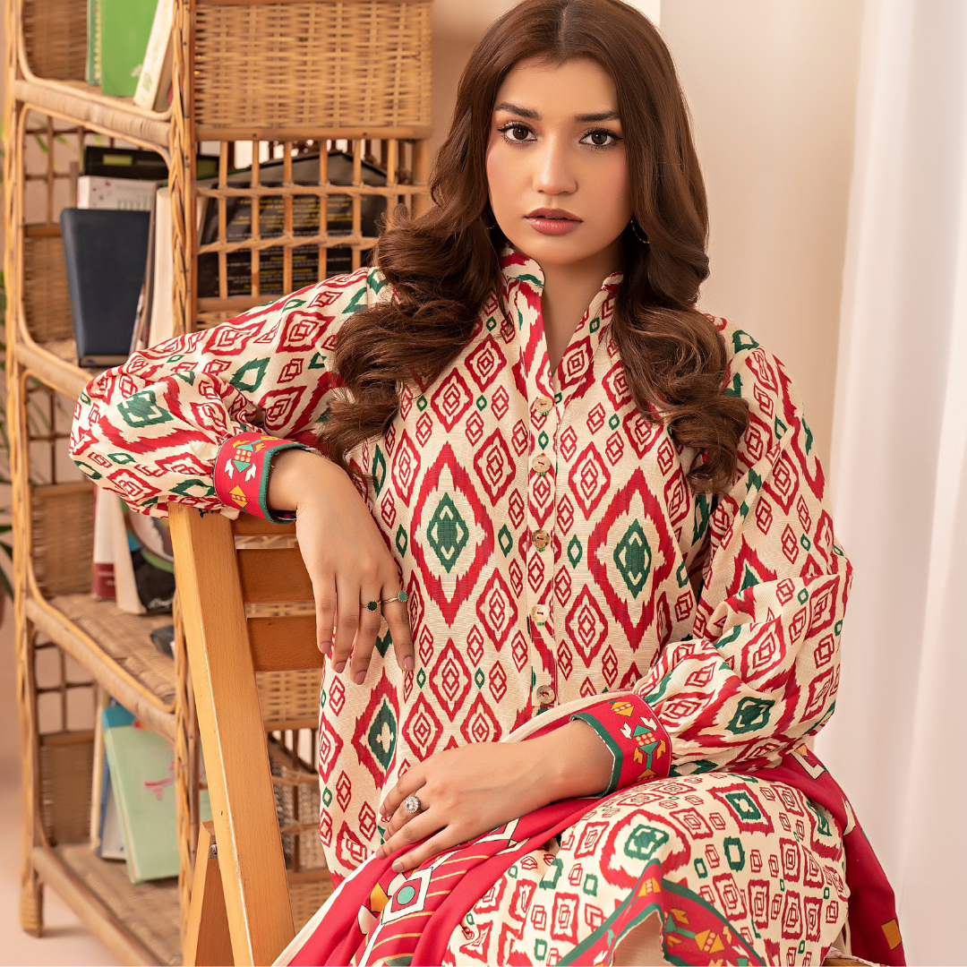 3 Piece – Unstitched Printed Khaddar Suit – SN306002