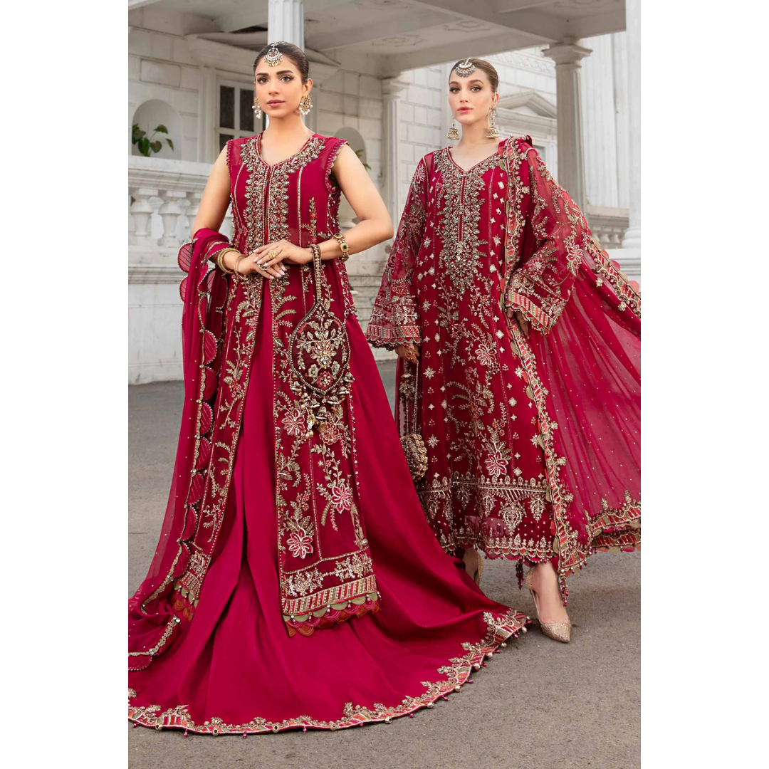 3 Piece – Unstitched Embroidered Chiffon Suit – MB350001