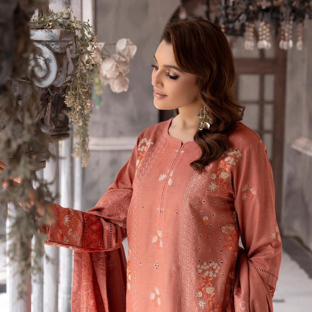 3 Piece – Unstitched Cutwork Embroidered Suit – SN562801