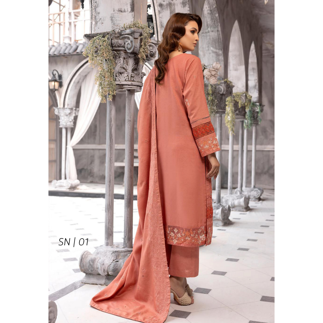 3 Piece – Unstitched Cutwork Embroidered Suit – SN562801